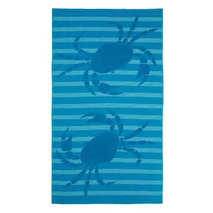 Фото -Полотенце махрово-тканое пляжное "Краб" (синий) 90х160см 163189
