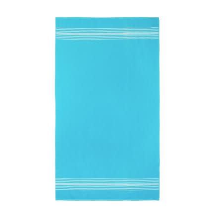 Фото -Рушник махрово-тканий пляжний "Смугастий" бордюр без бахроми (блакитний) 90х160см 163125