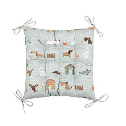 Фото -Подушка з зав'язками на стілець Home Line Гав-гав 40х40 см сірий 178520