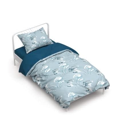 Фото -Полуторный комплект постельного белья Home Line  "Гинго билоба" (серо-голубой) 50х70см (2шт.) 161418
