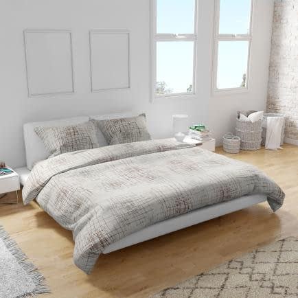 Фото -Двуспальный комплект постельного белья Home Line "МАЛЯРНАЯ СЕТКА" молочный 184335