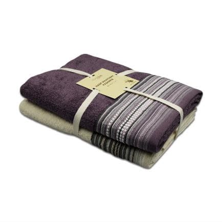 Фото -Набір махрових рушників 2 шт. Home Line "Тео" (кремово-фіолетовий), 68х128см 133813