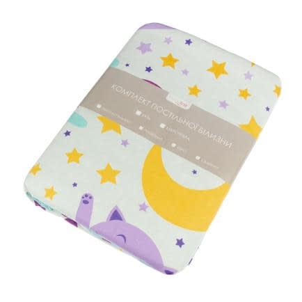 Фото -Півтораспальний дитячий комплект постільної білизни Home Line "Коти та зорі" (бірюзовий) 162243