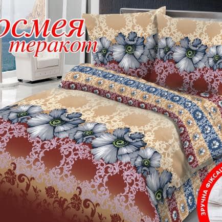 Фото -Євро комплект постільної білизни Home Line "Космея" (теракотовий) 113156