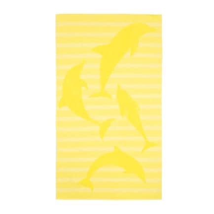 Фото -Рушник махрово-тканий пляжний "Дельфіни" (жовтий) 90х160см 163111
