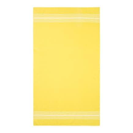 Фото -Рушник махрово-тканий пляжний "Смугастий бордюр" без бахроми (жовтий) 90х160см 163106