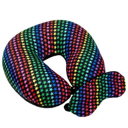 Фото -Подушка-рогалик дорожня і пов'язка для очей Home Line "Кольорові Зірки" 30x30см 179141