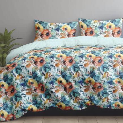 Фото -Комплект постільної білизни євро Home Line сатин твіл Тропічні квіти ЦД (ПВХ упаковка) 199590
