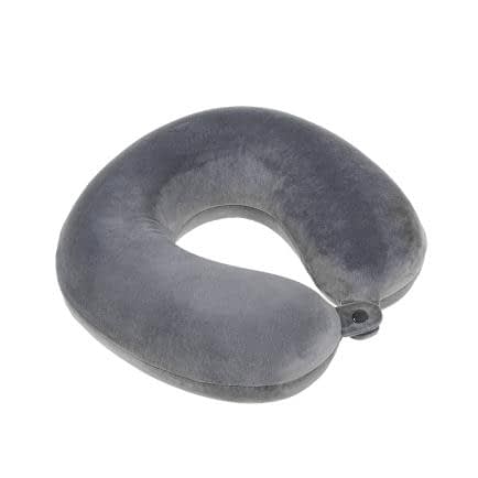 Фото -Подушка дорожня «Рогалик» Memory, велюр, темно-сірий, 30х30 см 195386