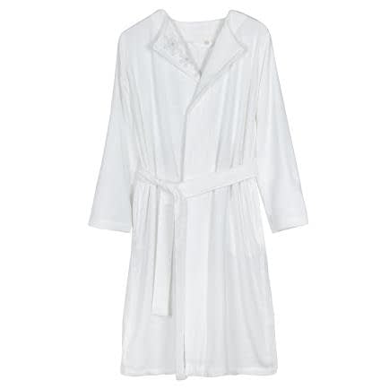 Фото -Халат махровий шалевий комір з вишивкою  "Сніжинки" (білий) S 160846