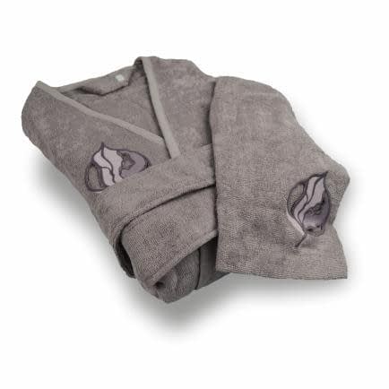 Фото -Халат махровий M/L кімоно з вишивкою (бузковий) 146751