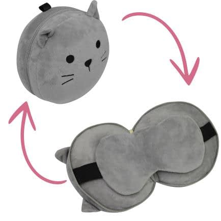 Фото -Подушка дорожня косметичка з маскою для очей Home Line "Сіре кошеня" 151351