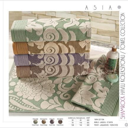 Фото -Рушник махровий Home Line "Asia" (кремовий, ліловий), 70х140см 109642