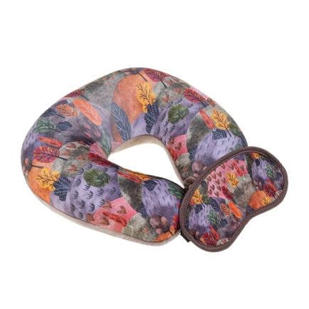 Фото -Набір для подорожей: дорожня подушка 30х30 см і пов’язка для очей «Осінь» 195373