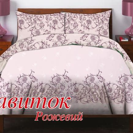 Фото -Евро комплект постельного белья Home Line "Завиток" (розовый) 124546