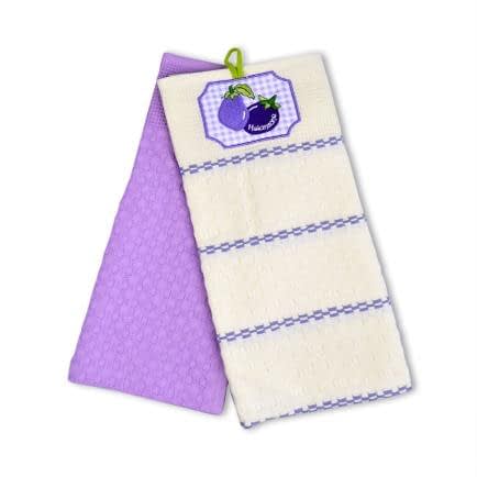 Фото -Набір рушників вафельних кухонних 2 шт. Home Line «Баклажан» (біло-фіолетовий) 45х70см 134492