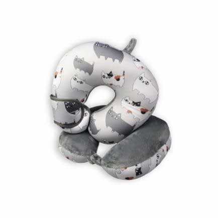 Фото -Подушка-рогалик дорожня і пов'язка для очей Home Line "Киця"  138375