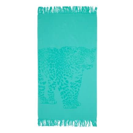 Фото -Полотенце махрово-тканое "Ягуар" (зеленый) 90х160см 163214