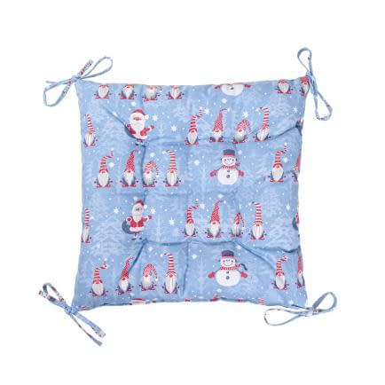 Фото -Подушка з зав'язками на стілець Home Line Гноми двочтороння 40х40 см синій 178514