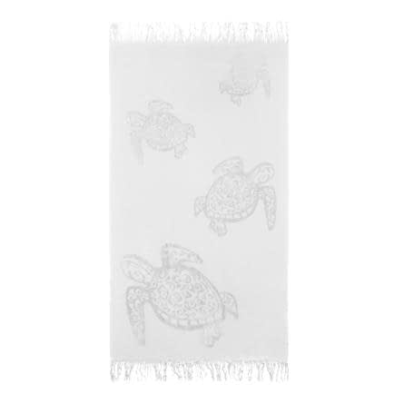Фото -Полотенце махрово-тканое "Черепахи" (белый) 90х160см 163232