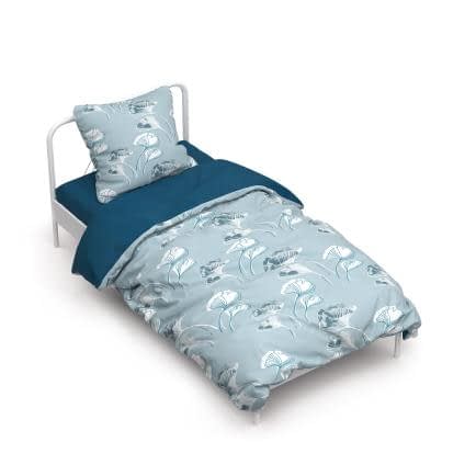 Фото -Полуторный комплект постельного белья Home Line  "Гинго билоба" (серо-голубой) 70х70см (2шт.) 161419
