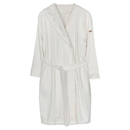 Фото -Халат махровий шалевий комір з вишивкою "З кленовим листком" (кремовий) M 160869