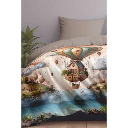 Фото -Комплект постільної білизни Євро Home Line сатин твіл Мрії мандрівника (ПВХ упаковка)