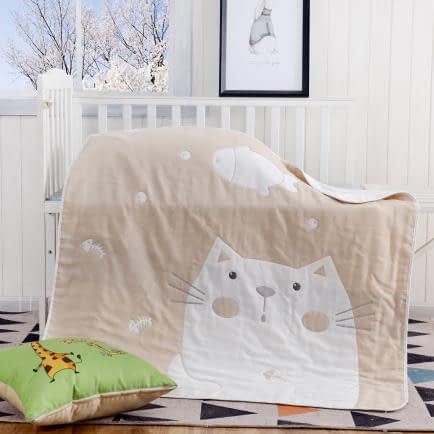 Фото -Ковдра ткана Home Line 110х110см "Кіт і рибка" (бежева) 137654