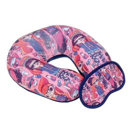 Фото -Набір для подорожей: дорожня подушка 30х30 см і пов’язка для очей «Рожевий вайб» 195380