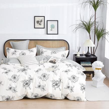 Фото -Євро комплект постільної білизни Home Line "БІЛА ПІВОНІЯ" 183061