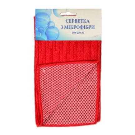 Фото -Салфетка из микрофибры Home Line "Сетка красная" 30х50см 120320