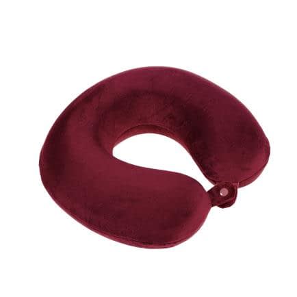 Фото -Подушка дорожня «Рогалик» Memory, велюр, бордовий, 30х30 см 195384