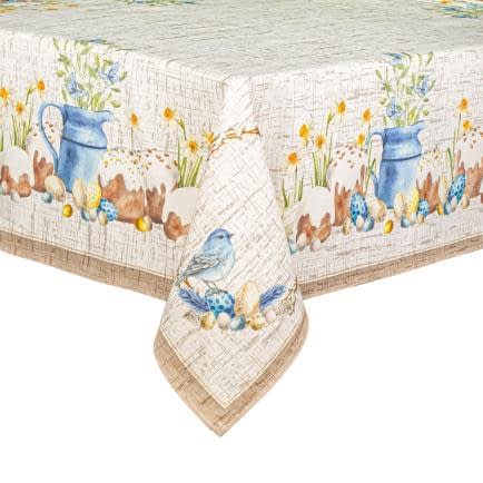 Фото -Скатертина HomeLine Великдень блакитний глечик 150х180см 193126