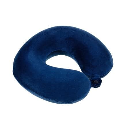 Фото -Подушка дорожня «Рогалик» Memory, велюр, синій, 30х30 см 195385