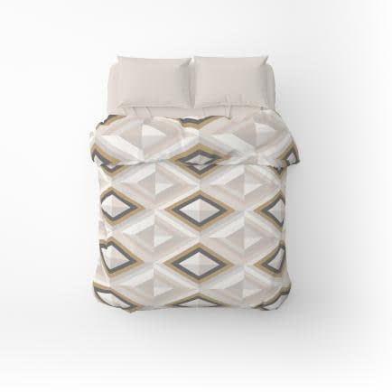 Фото -Півтораспальний комплект постільної білизни Home Line "Калейдоскоп" (бежево-графітовий/гл. перламутр