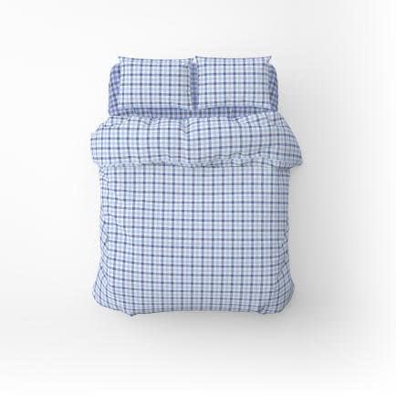Фото -Полутораспальный комплект постельного белья Home Line " КЛЕТКА" (голубой/серо-голубой) 17919