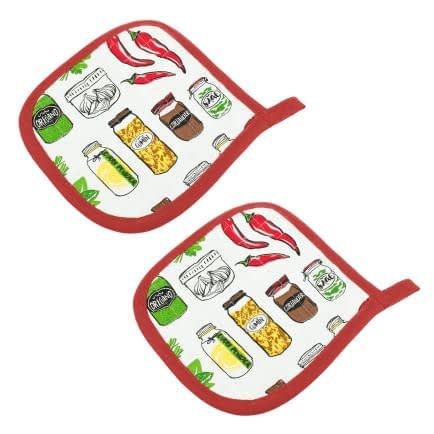 Фото -Набір прихваток Home Line 2 шт. "Спеції" (червоний) 20х20см 163503