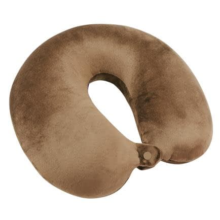 Фото -Подушка дорожня «Рогалик» Memory, велюр, кавовий, 30х30 см 195382