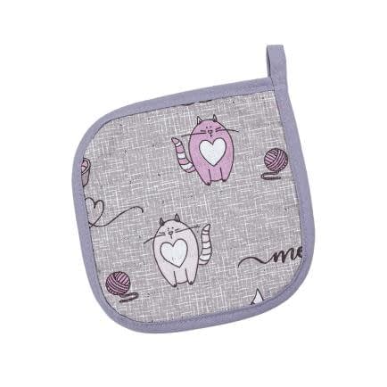 Фото -Прихватка полупанама "Кіт на кухні" 20х20см (сіро-бузковий) 175299