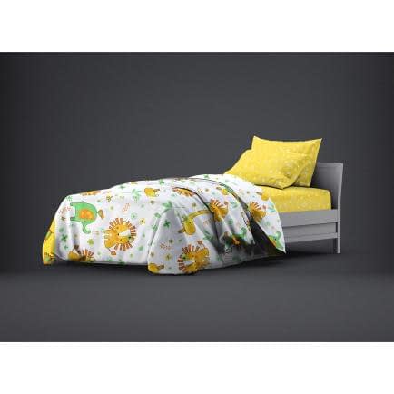 Фото -Півтораспальний (дитячий) комплект постільної білизни Home Line "Мадагаскар" (жовтий, зелений)