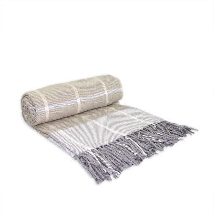 Фото -Плед "Валенсія Harri" (біло-сіро-пісочний) 140х200см 151782