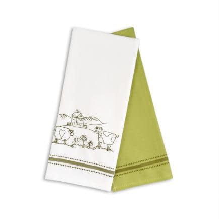 Фото -Набір рушників кухонних 2 шт. Home Line «Веселі корівки» (біло-фісташковий) 40х60см 134479