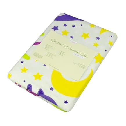 Фото -Дитячий комплект постільної білизни Home Line "Коти та зорі в горох" (фіолетовий) 162245