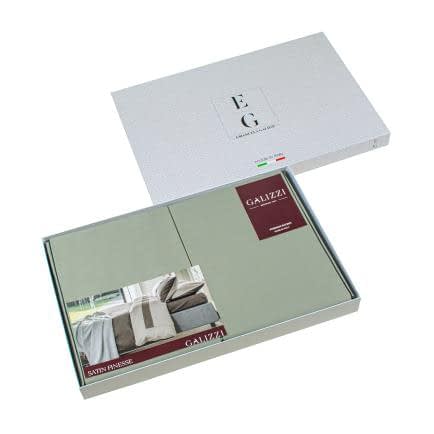 Фото -Євро комплект постільної білизни Emanuela Galizzi "Satin Finesse" (сіро-зелений) 175187