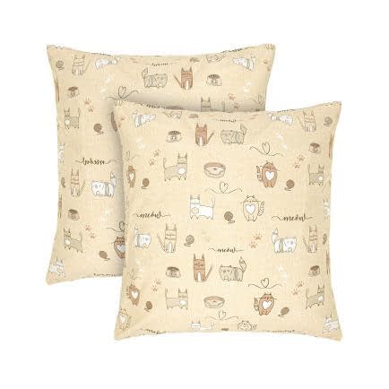 Фото -Наволочки бязеві (2шт.) "Котяча радість" (пісчано-рожевий) 70х70см 183284