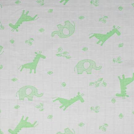 Фото -Муслін набивний "Жираф" зелений 150см (100г/м2) 154232