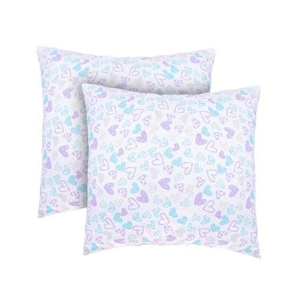 Фото -Наволочки дитячі бязеві (2шт.) Серця лавандово-бірюзовий 60х60 193121