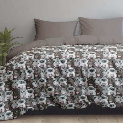 Фото -Комплект постільної білизни Євро Home Line сатин твіл Закохані коти (ПВХ упаковка)