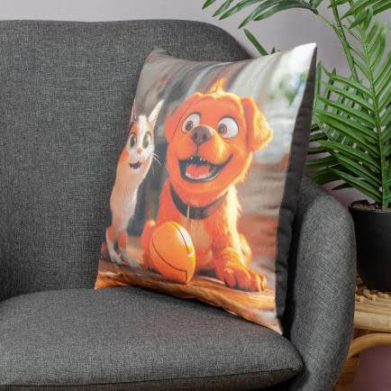 Фото -Подушка декоративна Home Line "Кіт Пес та м'яч" 189217