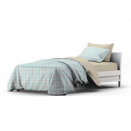 Фото -Півтораспальний комплект постільної білизни Home Line "КЛІТИНКА КУХОННА" (бежево-бірюзовий/бежевий)